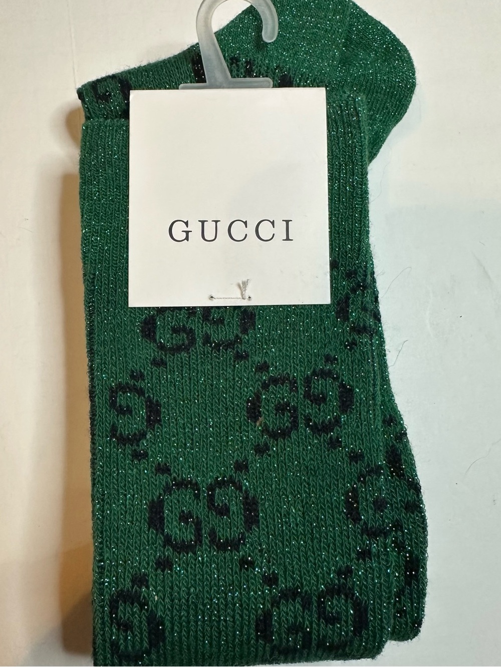 Gucci Green GG Sparkle Crew Socks - Picture 2 of 3